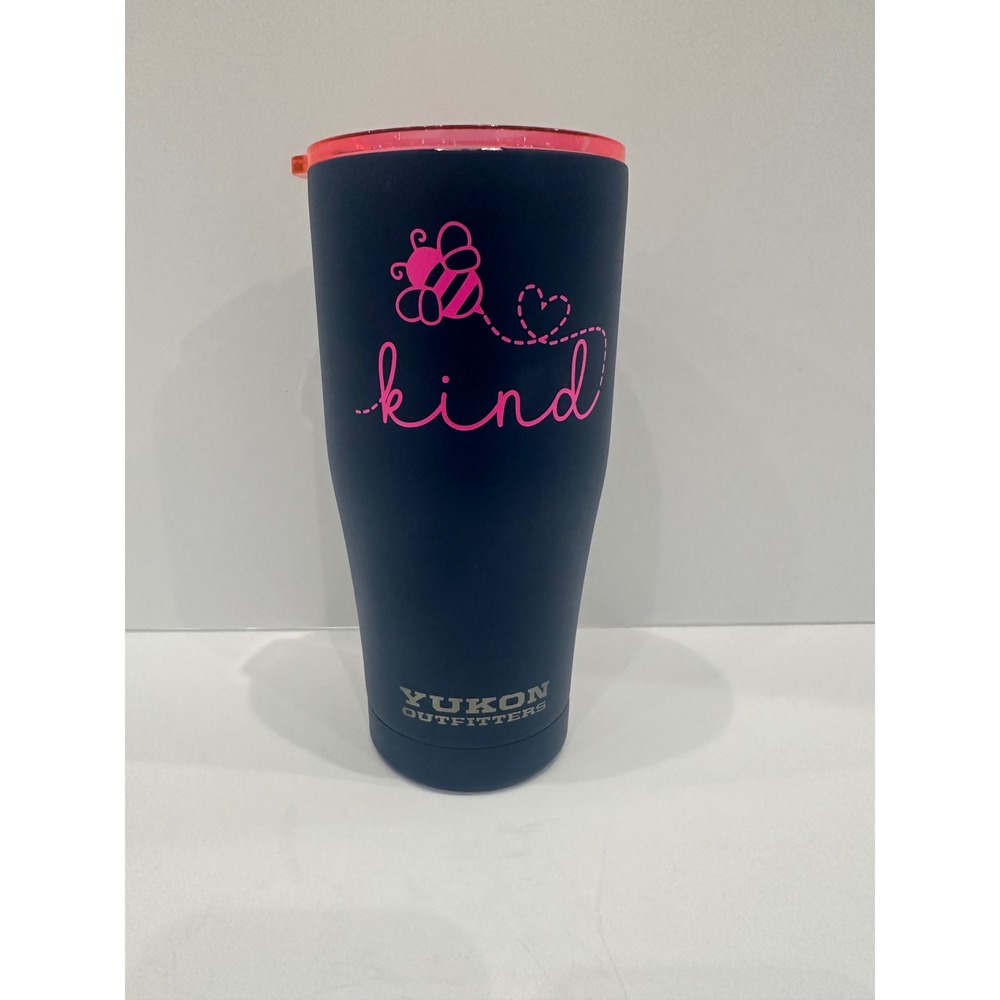 Yukon Outfitters 20oz Bee Kind Navy Blue Stainless Steel Insulated Tumbler Pink